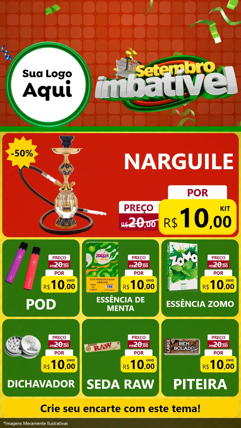 Modelo de Rede Social para Stories com o tema Setembro Imbatível para Tabacaria