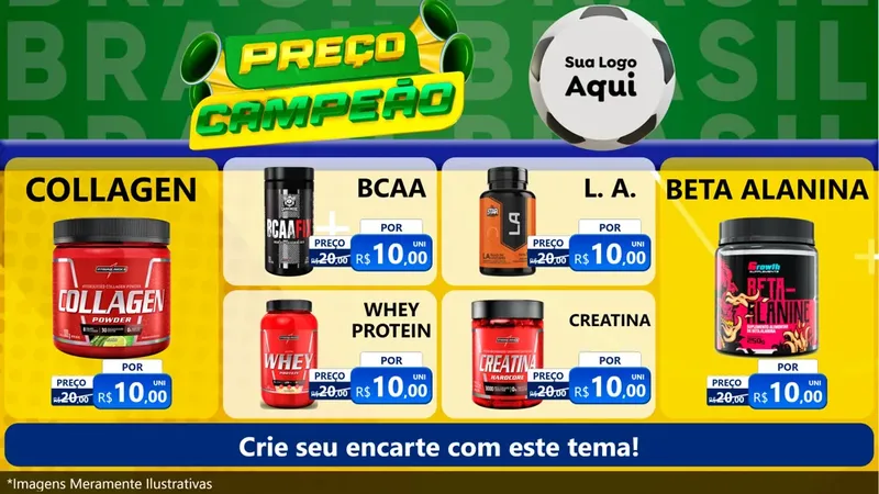Modelo de TV para TV Horizontal com o tema Preço Campeão - Copa para Suplementos alimentares