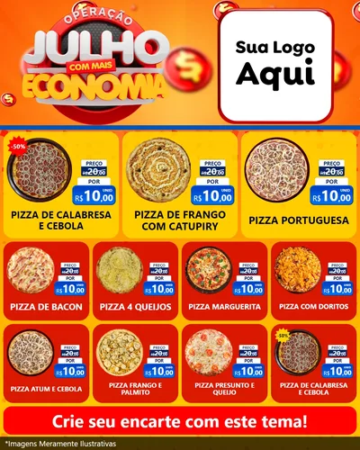 Modelo de Rede Social para Feed Instagram com o tema Operação Julho Com Mais Economia para Pizzaria