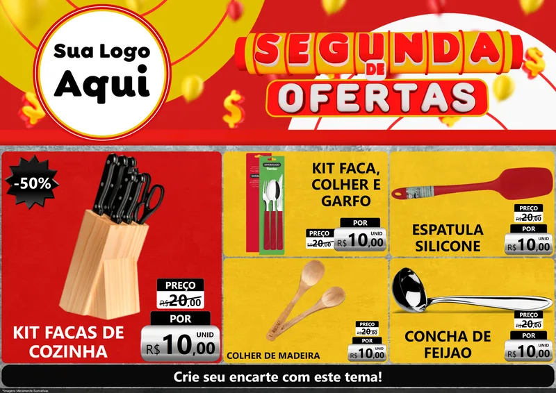 Modelo de Encarte para Encarte A4 Horizontal com o tema Segunda de Ofertas para Utilidades Domésticas