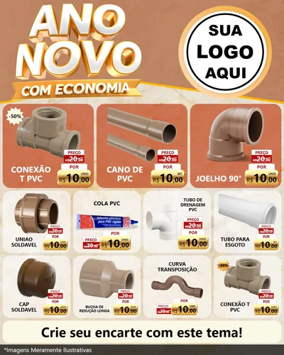 Modelo de Rede Social para Feed Instagram com o tema Ano Novo Com Economia para Tubos e conexões