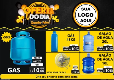 Modelo de Encarte para Encarte A4 Horizontal com o tema Oferta do Dia - Quarta Feira! para Água e gás