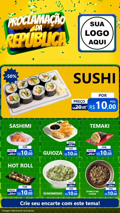 Modelo de Rede Social para Stories com o tema Proclamação da República para Comida japonesa