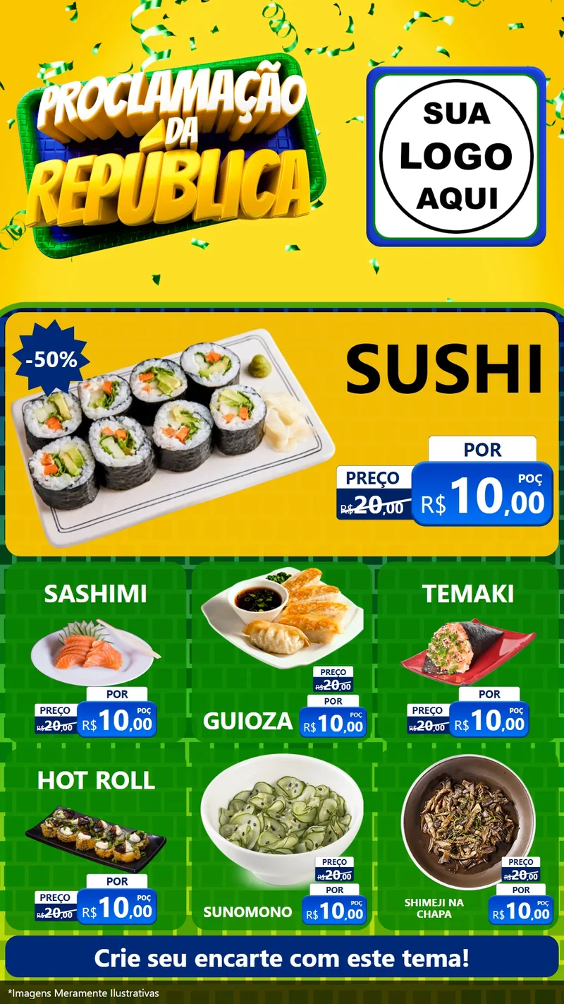 Modelo de Rede Social para Stories com o tema Proclamação da República para Comida japonesa