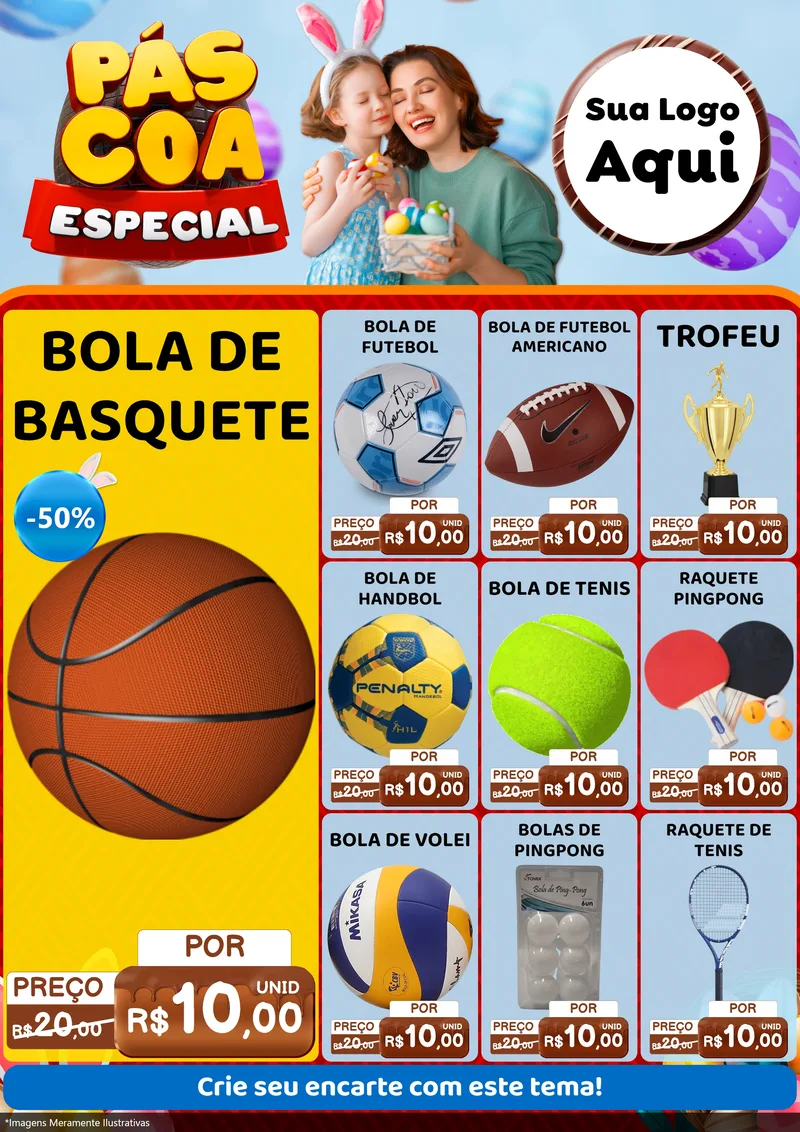 Modelo de Encarte para Encarte A4 Vertical com o tema Páscoa Especial para Artigos Esportivos