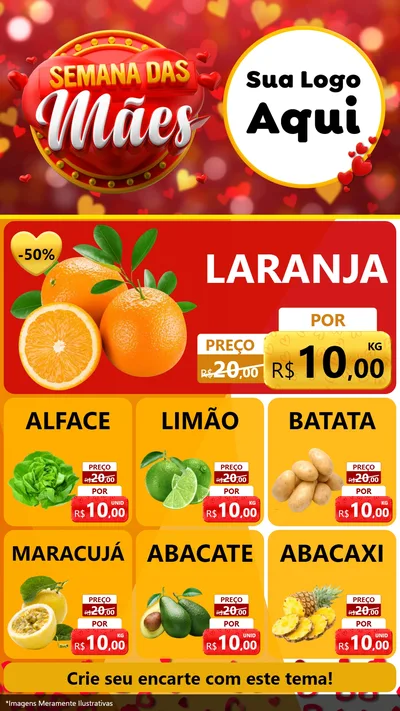 Modelo de Rede Social para Stories com o tema Semana das Mães para Hortifrúti