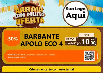 Modelo de Cartaz para Cartaz A4 Horizontal com o tema Ofertas de São João - Junina para Armarinho e Aviamentos