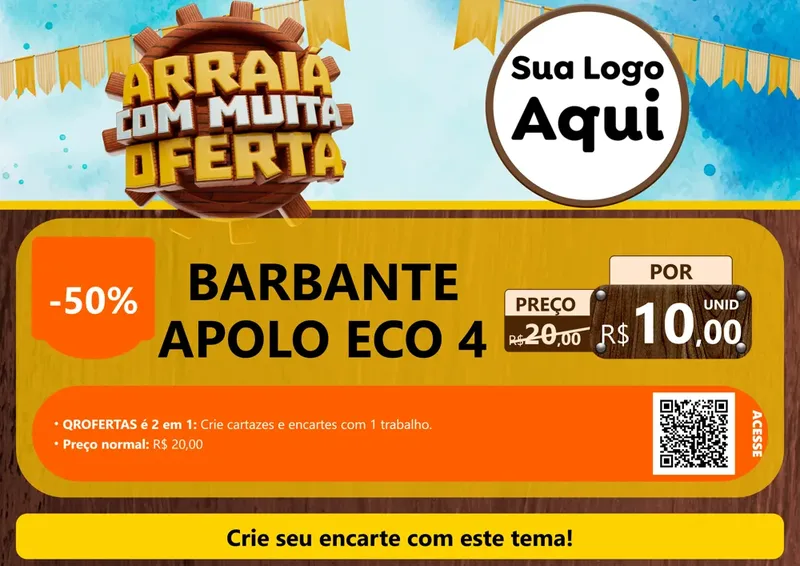 Modelo de Cartaz para Cartaz A4 Horizontal com o tema Ofertas de São João - Junina para Armarinho e Aviamentos