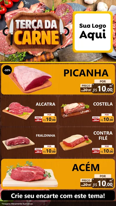 Modelo de TV para TV Vertical com o tema Terça da Carne para Açougue