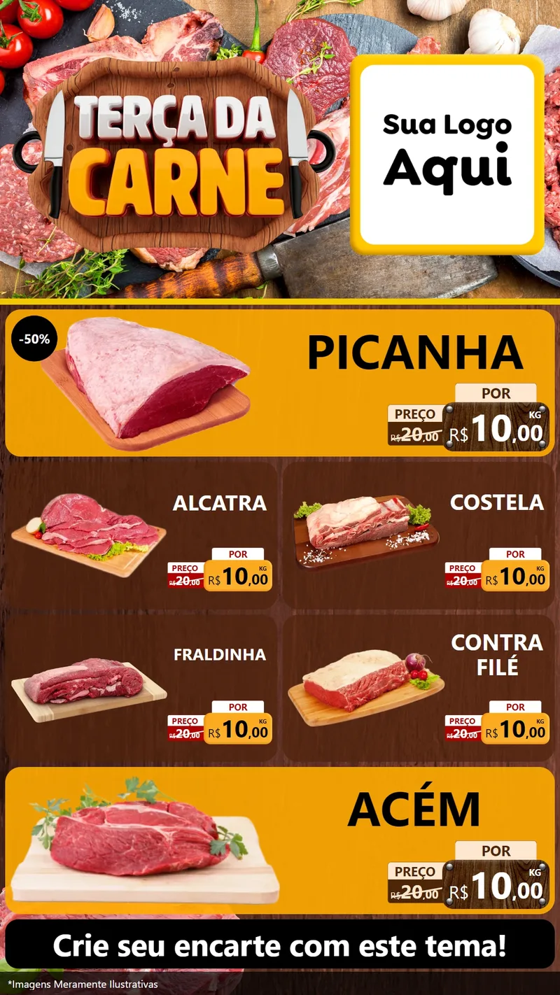 Modelo de TV para TV Vertical com o tema Terça da Carne para Açougue