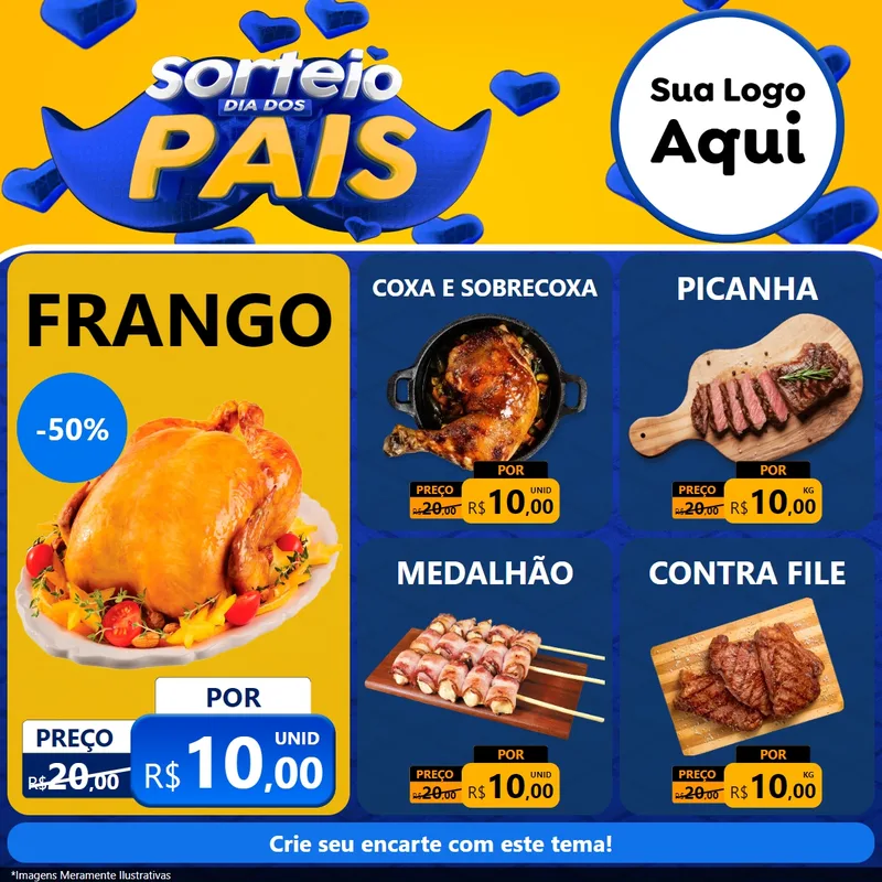 Modelo de Rede Social para Feed Facebook com o tema Sorteio Dia dos Pais para Assados
