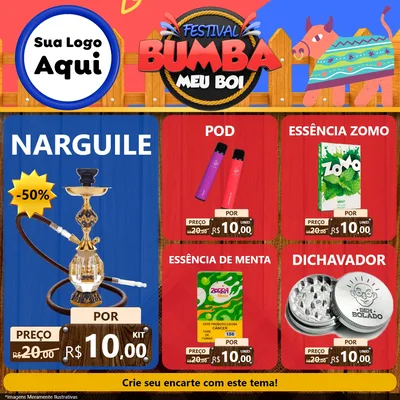 Modelo de Rede Social para Feed Facebook com o tema Festival Bumba Meu Boi para Tabacaria