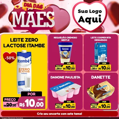 Modelo de Rede Social para Feed Facebook com o tema Dia Das Mães para Frios e Laticínios