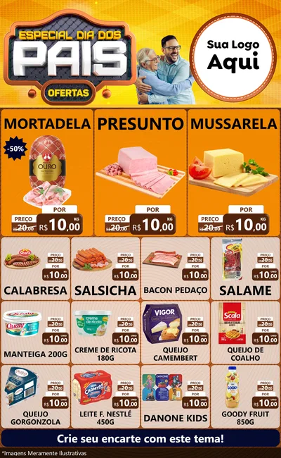 Modelo de Encarte para Encarte Grande com o tema Especial Dia dos Pais para Frios e Laticínios