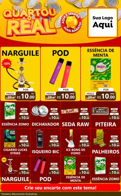 Modelo de Encarte para Encarte Grande com o tema Quartou do Real para Tabacaria