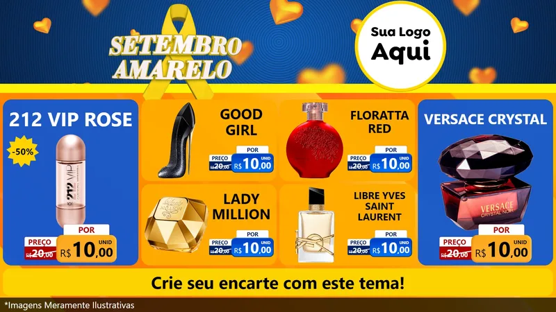 Modelo de TV para TV Horizontal com o tema Setembro Amarelo para Perfumes