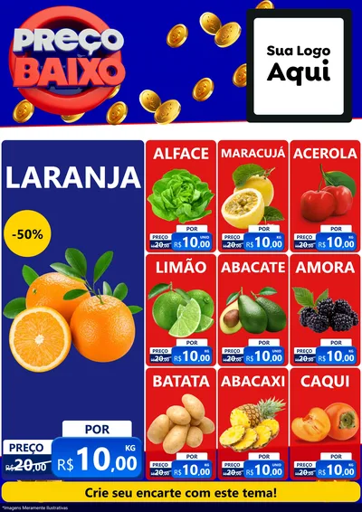 Modelo de Encarte para Encarte A4 Vertical com o tema Preço Baixo para Hortifrúti
