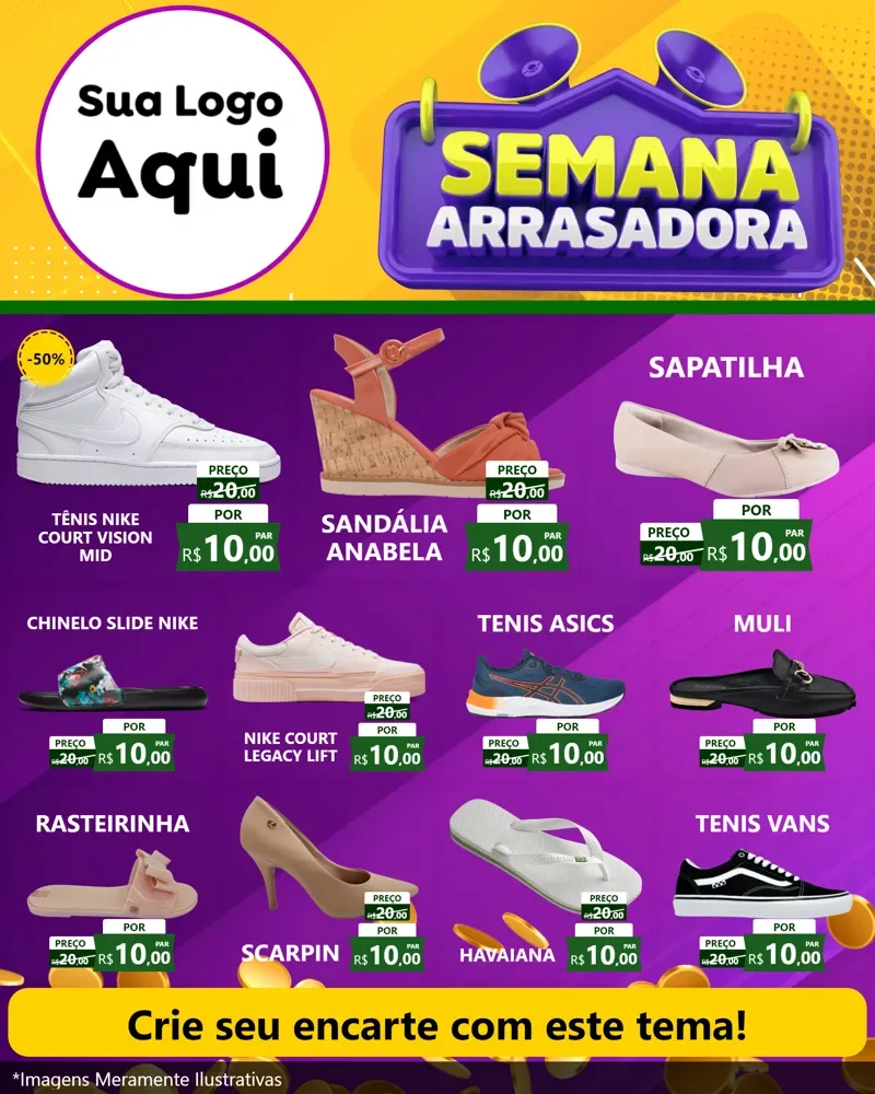 Modelo de Rede Social para Feed Instagram com o tema Semana Arrasadora para Calçados