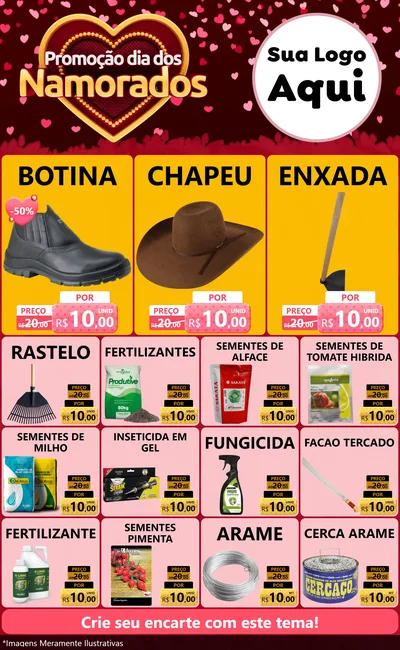 Modelo de Encarte para Encarte Grande com o tema Promoção Dia Dos Namorados para Agropecuária