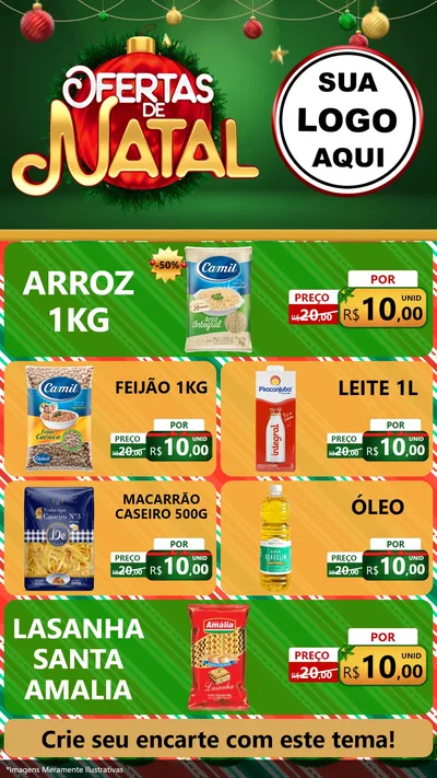 Modelo de TV para TV Vertical com o tema Ofertas de Natal para Supermercado