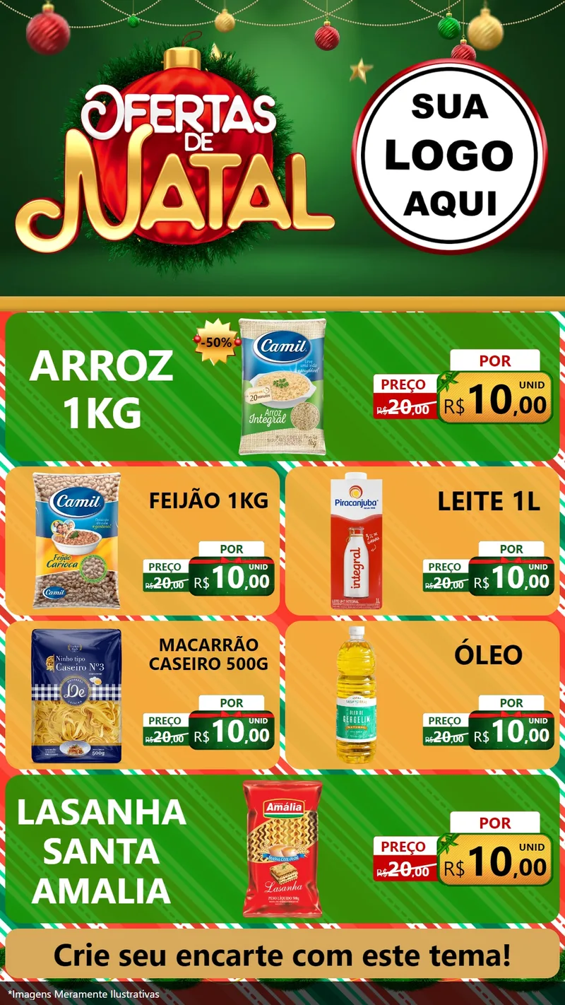 Modelo de TV para TV Vertical com o tema Ofertas de Natal para Supermercado