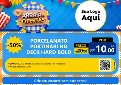 Modelo de Cartaz para Cartaz A4 Horizontal com o tema Arraiá de Ofertas para Pisos e revestimentos
