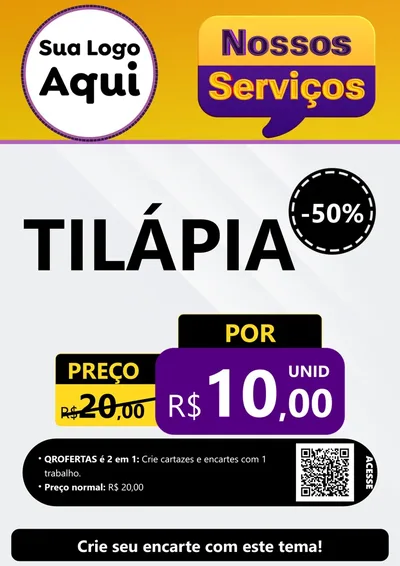Modelo de Cartaz para Cartaz A4 Vertical com o tema Nossos Serviços para Peixaria