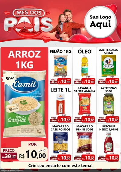 Modelo de Encarte para Encarte A4 Vertical com o tema Mês dos Pais para Supermercado