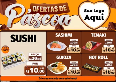 Modelo de Encarte para Encarte A4 Horizontal com o tema Ofertas de Páscoa para Comida japonesa