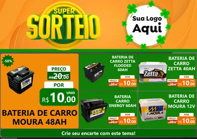 Modelo de Encarte para Encarte A4 Horizontal com o tema Super Sorteio para Baterias Elétricas