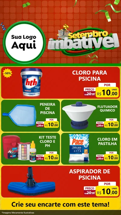 Modelo de TV para TV Vertical com o tema Setembro Imbatível para Produtos para Piscina