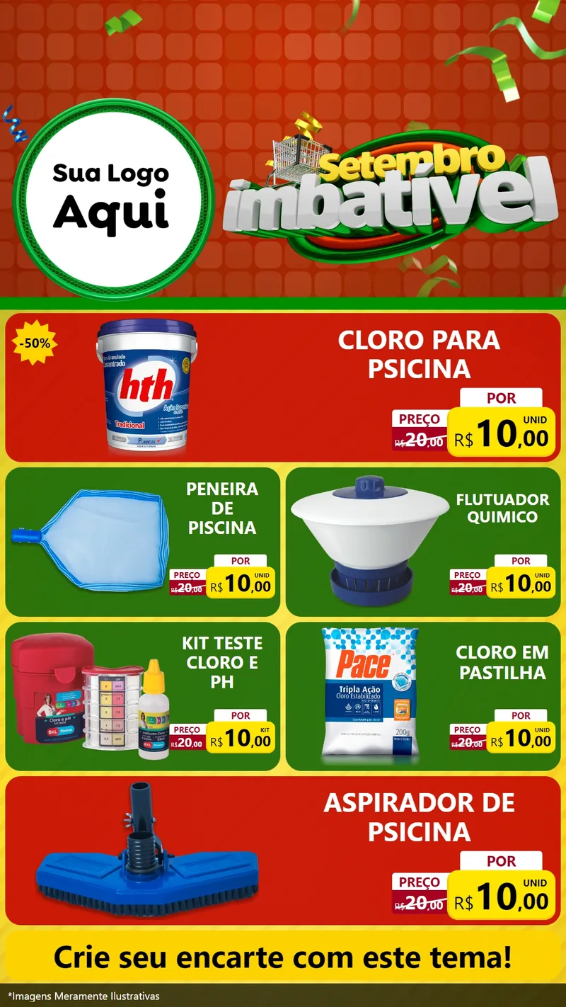 Modelo de TV para TV Vertical com o tema Setembro Imbatível para Produtos para Piscina