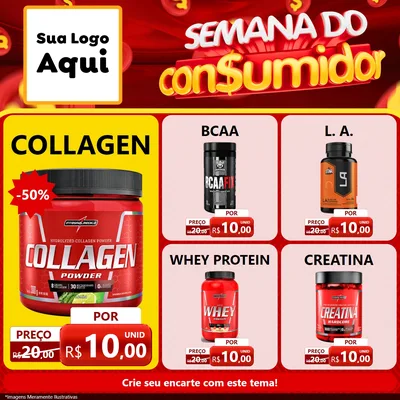 Modelo de Rede Social para Feed Facebook com o tema Semana do Consumidor para Suplementos alimentares