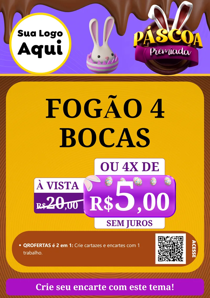 Modelo de Cartaz para Cartaz A4 Vertical com o tema Páscoa Premiada para Móveis e Eletro