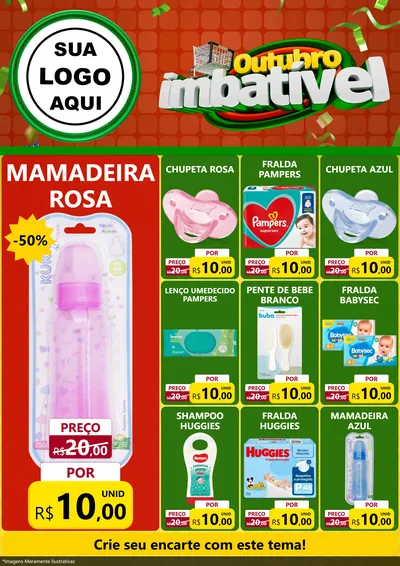 Modelo de Encarte para Encarte A4 Vertical com o tema Outubro Imbatível para Bebês