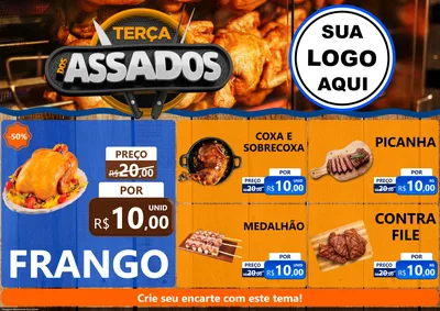 Modelo de Encarte para Encarte A4 Horizontal com o tema Terça dos Assados para Assados
