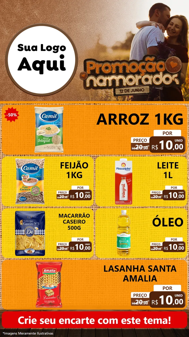 Modelo de TV para TV Vertical com o tema Promoção Namorados para Supermercado