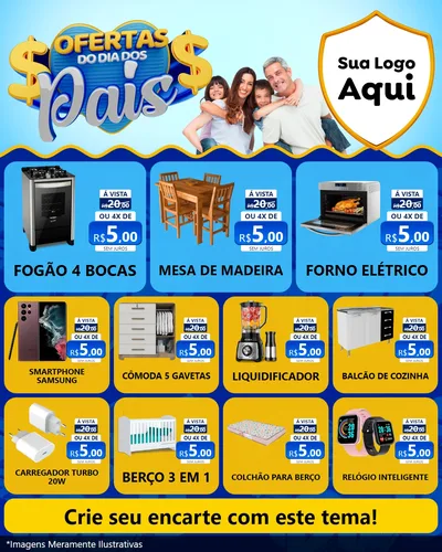 Modelo de Rede Social para Feed Instagram com o tema Ofertas do Dia dos Pais para Móveis e Eletro