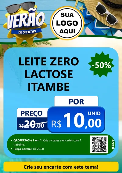 Modelo de Cartaz para Cartaz A4 Vertical com o tema Verão de Ofertas para Frios e Laticínios