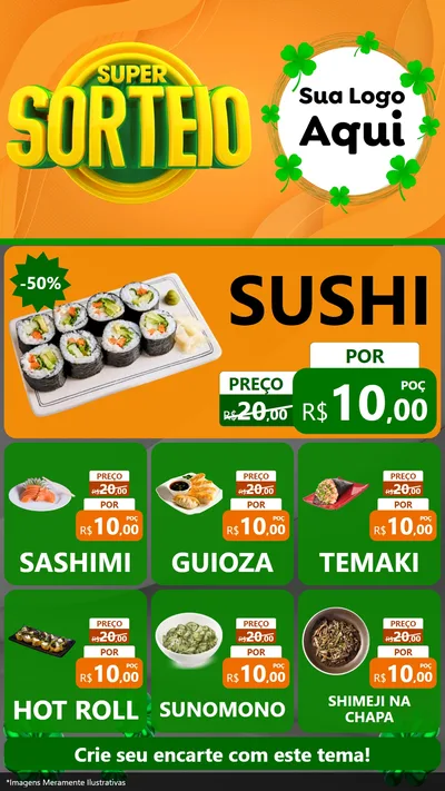 Modelo de Rede Social para Stories com o tema Super Sorteio para Comida japonesa