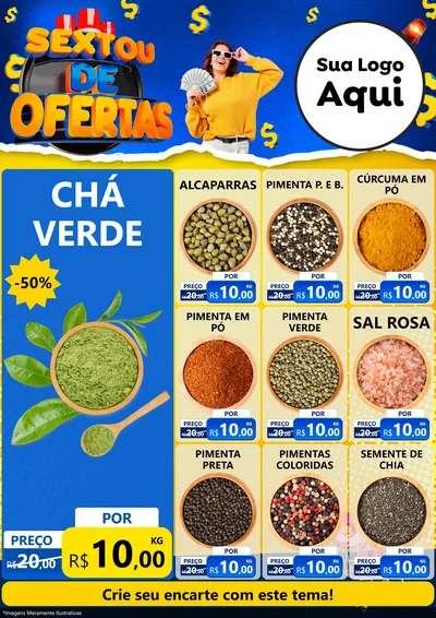 Modelo de Encarte para Encarte A4 Vertical com o tema Sextou de Ofertas para Produtos Naturais