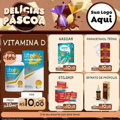 Modelo de Rede Social para Feed Facebook com o tema Delícias de Páscoa para Farmácia