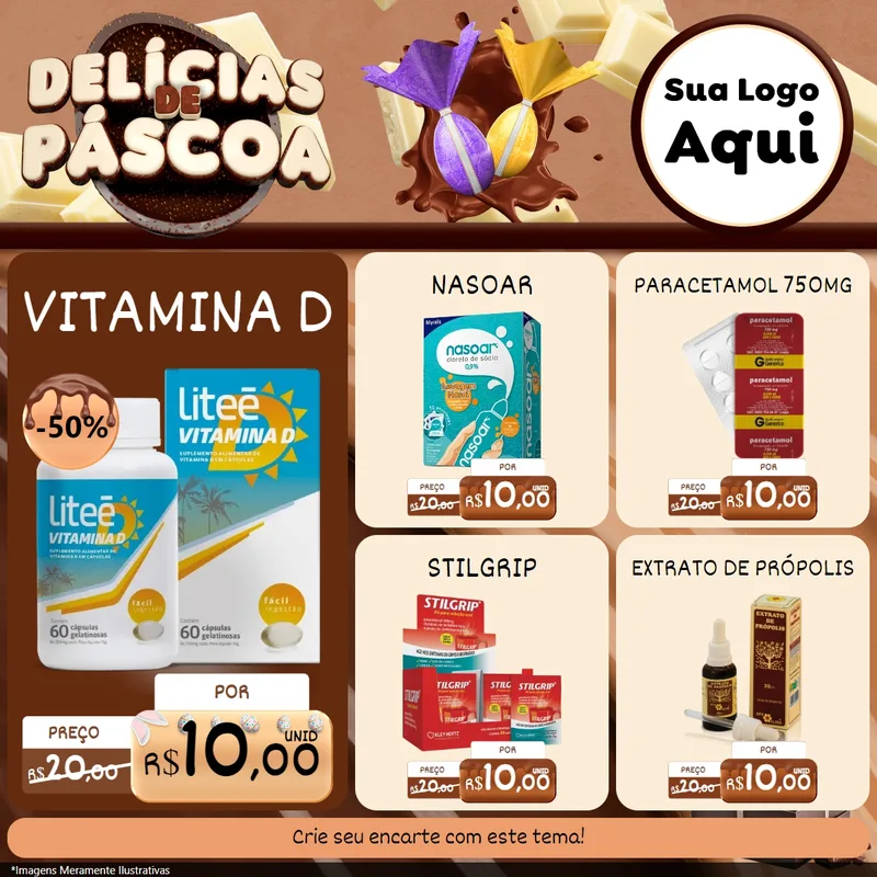 Modelo de Rede Social para Feed Facebook com o tema Delícias de Páscoa para Farmácia