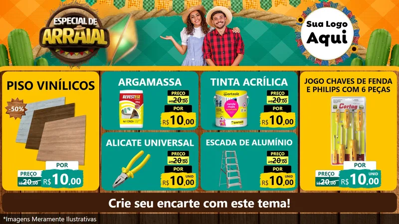 Modelo de TV para TV Horizontal com o tema Especial De Arraial para Material para Construção