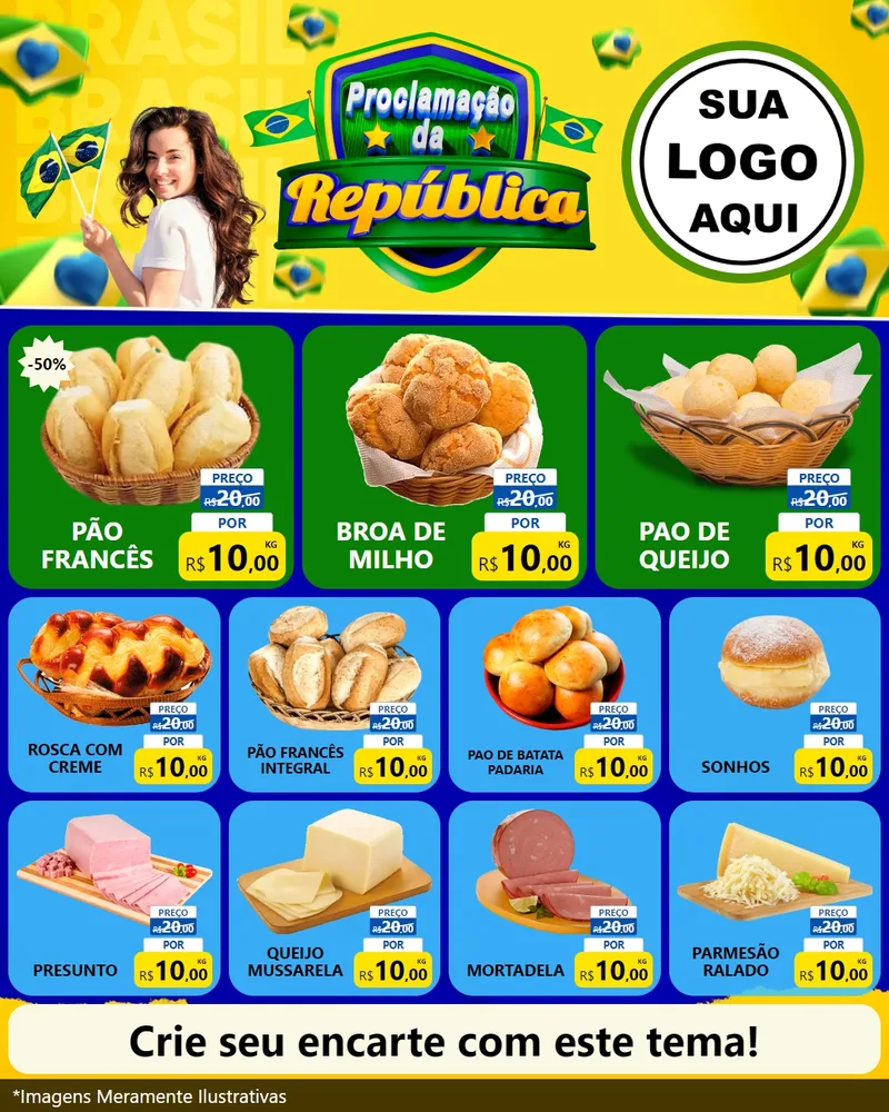 Modelo de Rede Social para Feed Instagram com o tema Proclamação da República para Padaria