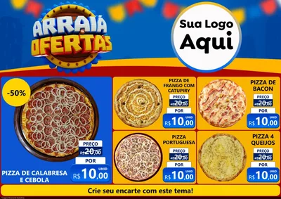 Modelo de Encarte para Encarte A4 Horizontal com o tema Arraiá de Ofertas - Junina para Pizzaria