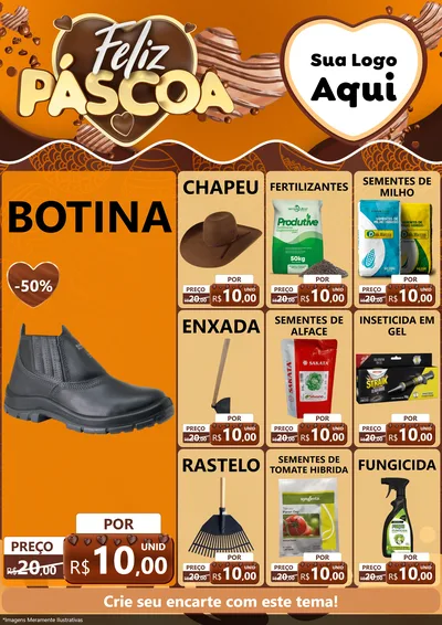 Modelo de Encarte para Encarte A4 Vertical com o tema Feliz Páscoa para Agropecuária