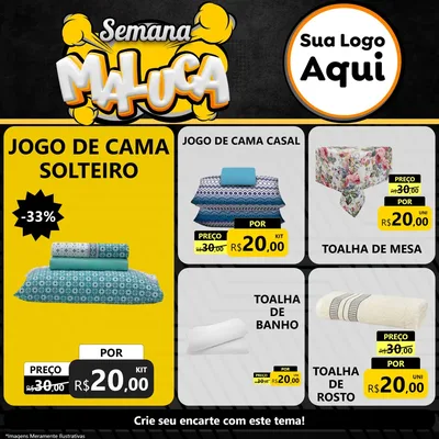 Modelo de Rede Social para Feed Facebook com o tema Semana Maluca para Cama, Mesa e Banho