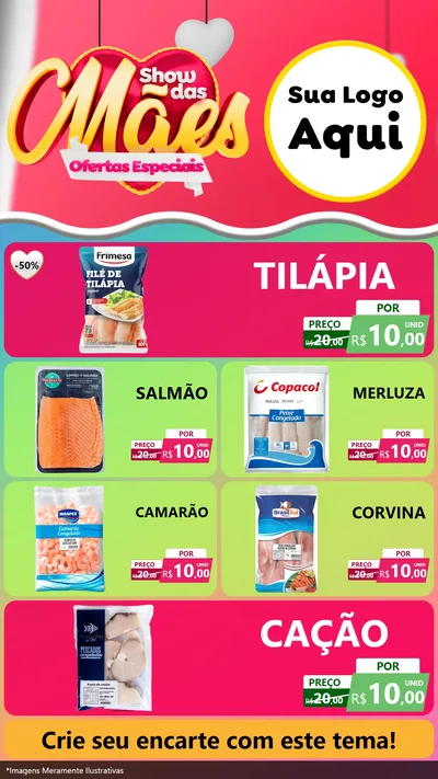Modelo de TV para TV Vertical com o tema Show das Mães - Ofertas Especiais para Peixaria