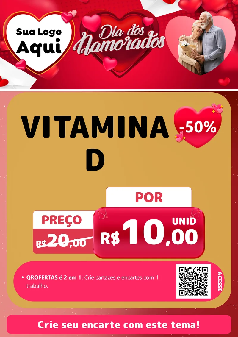 Modelo de Cartaz para Cartaz A4 Vertical com o tema Dia Dos Namorados para Farmácia